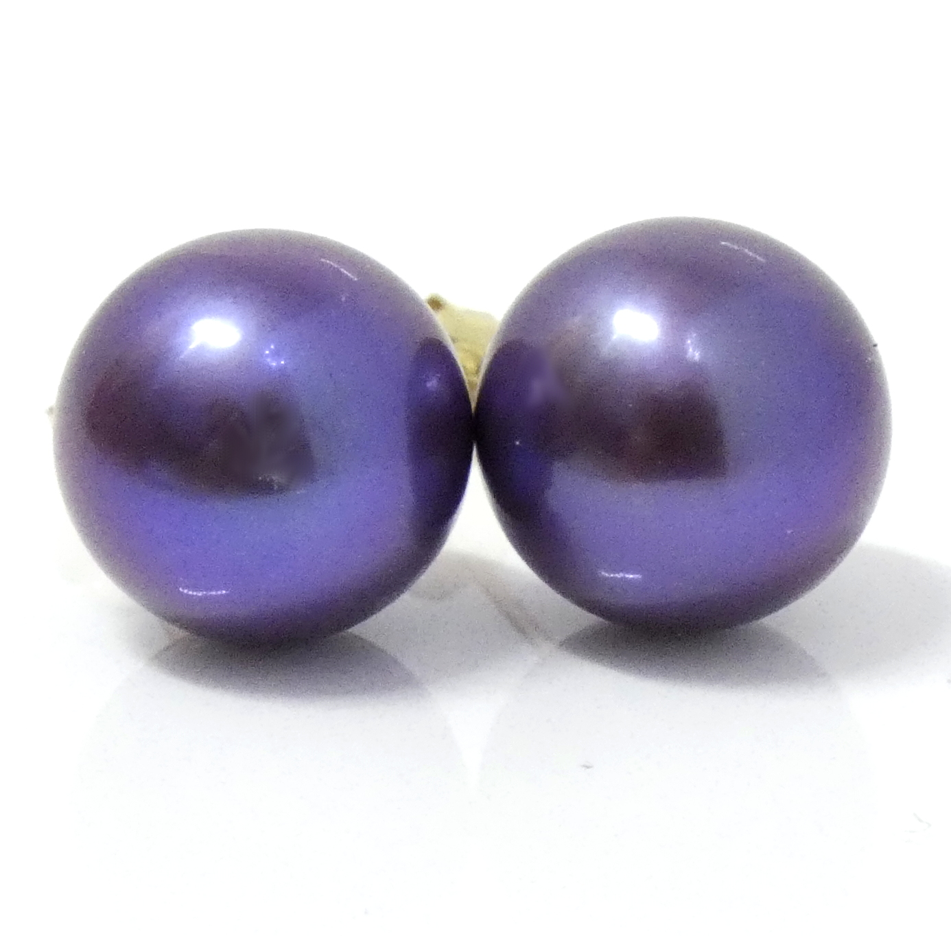 Purple Edison Pearl Stud Earrings
